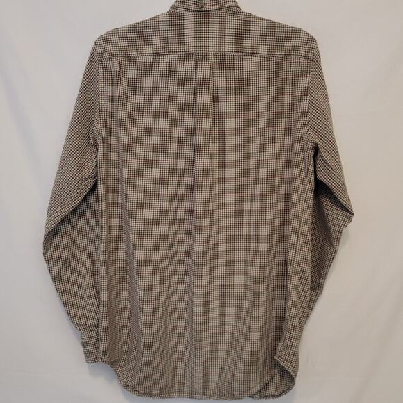 Vintage Lands' End Kids Button Down Shirt 14-14 Husky Brown Check Long Sleeve - Picture 3 of 11